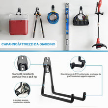 Carica l'immagine nel visualizzatore di Gallery, Ganci per garage robusti, ganci per garage, organizer per attrezzi da giardino, ganci in acciaio (2 pezzi, piccoli ganci