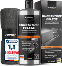 Carica l'immagine nel visualizzatore di Gallery, Kit rinnovante per plastiche auto [include panno in microfibra] - Cura delle plastiche per esterni e interni auto - Effetto nero intenso istantaneo ed eccellente protezione UV - Protezione contro lo sbiadimento - 250 ml