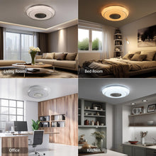 Carica l'immagine nel visualizzatore di Gallery, EXTRASTAR Plafoniera LED con Altoparlante Bluetooth，48W Dimmerabile Lampada con Telecomando，Ø41CM Moderna plafoniera Mus