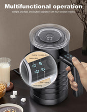 Carica l'immagine nel visualizzatore di Gallery, Montalatte Elettrico, 4 in 1 Montalatte Automatico Cappuccino, 580ML Montalatte in Acciaio per Schiuma di Latte Calda e Fredda, Cioccolata Calda, Cappuccino, Facile da Pulire (Nero)