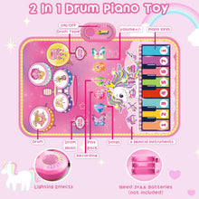 Carica l'immagine nel visualizzatore di Gallery, Lobyoh Giocattoli per Bambini di 1 Anno, Tappeto Musicale 2 in 1 con Pianoforte e Tamburo per Bambini, Tappeto Sonoro Regalo Principessa per Ragazze di 1 2 3 4 5 Anni