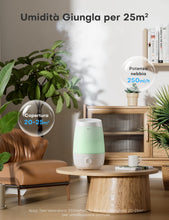 Carica l'immagine nel visualizzatore di Gallery, AROEVE Umidificatore Ambiente, 2,5L Umidificatore, 250 ml/h, 25H Diffusore di Oli Essenziali, Spegnimento Automatico, 25 dB Silenzioso per Neonati e Piante, Bianco