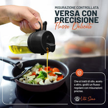 Carica l'immagine nel visualizzatore di Gallery, PORTENTUM Spruzzino Olio per Friggitrice Aria 500ml 2 in 1, Dosatore Bottiglia e Oliera Spruzzino olio, Accessori friggitrice ad aria nebulizzatore per Alimenti e Spruzzatore (Nero)