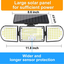 Carica l'immagine nel visualizzatore di Gallery, Lampada solare a 160 LED per esterni con sensore di movimento, impermeabile IP65, luce diurna 6500 K, angolo di diffusio