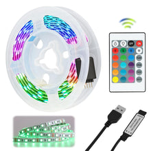 Carica l'immagine nel visualizzatore di Gallery, Striscia LED da 1 m, 30 LED, telecomando a 24 pulsanti, IP65 resistente all'acqua, 16 colori e 4 modalità, illuminazione