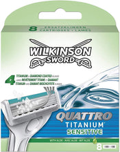 Carica l'immagine nel visualizzatore di Gallery, Wilkinson Sword Quattro - Cartucce di ricambio per lamette in titanio, 8 pezzi