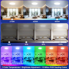 Carica l'immagine nel visualizzatore di Gallery, Plafoniera LED Soffitto, Colore RGB Plafoniere, Regolabile 2700K-6500K Dimmerabile, 24W 2400LM Luce Intelligente Compati