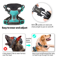 Carica l'immagine nel visualizzatore di Gallery, HEELE Pettorina Cane, Imbracatura Sganciata Rapido dal Collo, Pettorina Anti-tiro Riflettente e Regolabile con Maniglia Comoda, Morbida e Imbottita per Cani Piccola Media Grande, Turchese XL