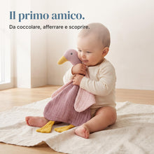 Carica l'immagine nel visualizzatore di Gallery, Doudou neonato Anatra in mussola – Dudu e peluche neonato, Dusty Rose
