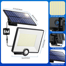 Carica l'immagine nel visualizzatore di Gallery, Lampada Solare da Esterno, Faretto Led da Esterno con Sensore di Movimento, 204LED 3 Modes Luce Solare Led Esterno con P