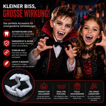 Carica l'immagine nel visualizzatore di Gallery, Denti da vampiro per bambini, da attaccare, per Halloween, carnevale e martedì grasso - Dracula e vampiro