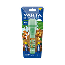 Carica l'immagine nel visualizzatore di Gallery, VARTA Torcia per bambini incl. 2x AA batterie, piccola torcia elettrica per bambini, design giungla con animali, torcia 
