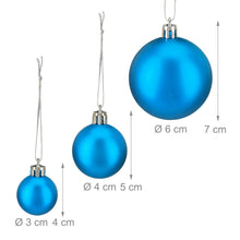 Carica l'immagine nel visualizzatore di Gallery, Relaxdays Palline di Natale, Set da 100, Addobbi Natalizi, Opache, Lucide, Glitterate, ∅ 3,4 e 6 cm, Deco, Blu-Petrolio