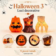 Carica l'immagine nel visualizzatore di Gallery, Candele LED Halloween set 9 pezzi, zucca, albero e mano di mostro