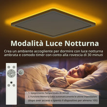 Carica l'immagine nel visualizzatore di Gallery, Bowfar Plafoniera LED, Lampada da Soffitto 24W 2800LM con Telecomando Dimmerabile 3000K-6500K, Luce notturna 1800K Ambra