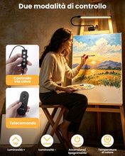 Carica l'immagine nel visualizzatore di Gallery, Lampada da cavalletto a LED con attacco a clip per artisti, con telecomando