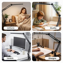 Carica l'immagine nel visualizzatore di Gallery, Carehabi Lampada da scrivania e da tavolo LED con morsetto, 10W, 3500-6000K