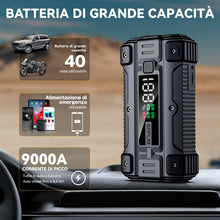 Carica l'immagine nel visualizzatore di Gallery, BRPOM Avviatore Batteria Auto, 9000A Avviatore di Emergenza per Auto/Moto, (Motori Fino a ALL Gas o 8.5L Diesel) Booster Avviamento con Torcia a LED&amp;USB Quick Charge 3.0