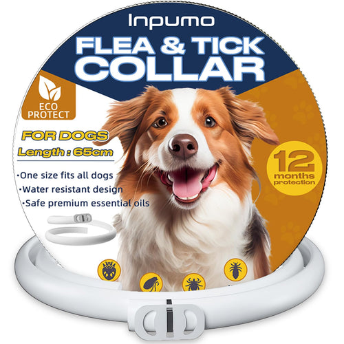 Collare Antiparassitario per Cani, 12 Mesi Protezione Regolabile Collare Antipulci Cane, Collare Antipulci per Cani con Oli Essenziali 100% Naturali Regolabile per Tutte le Taglie