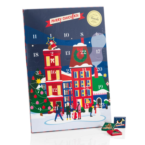 Venchi, Calendario Avvento 2025 Classico, 24 Cioccolatini Assortiti Granblend Latte e Extra Fondente 75%, Edizione Limitata, 181 Gr, Senza Glutine, Senza Coloranti e Conservanti, Idea Regalo Natale