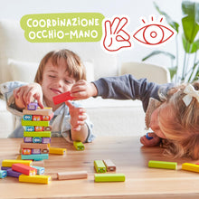 Carica l'immagine nel visualizzatore di Gallery, Nene Toys Torre Magica Colorata in Legno con Animali – Gioco Educativo da Tavolo per Bambini - Gioco Didattico 4 in 1 per Bambini da 3 a 9 Anni – Giocattolo Ideale Come Regalo per Genitori e Figli