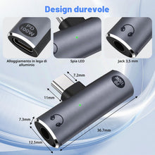 Carica l'immagine nel visualizzatore di Gallery, Adattatore per cuffie USB-C – 2 in 1 a ricarica rapida da 100 W e adattatore audio da 3,5 mm per telefoni di tipo C
