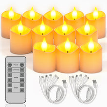 Carica l'immagine nel visualizzatore di Gallery, SoulBay Tea Light Candele, 12 pezzi Candele LED Ricaricabili con Telecomando e Timer, Candele Elettriche Finte Fiamma Ef