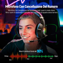 Carica l&#39;immagine nel visualizzatore di Gallery, Ozeino Cuffie Gaming per Ps4 Ps5 PC Xboxone, Cuffie con Microfono Cancellazione del Rumore, 3D Surround Sound, Cuffie Comfort con LED RGB