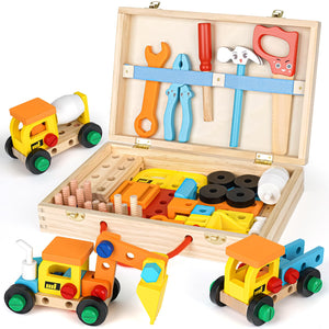 Fozcmisw Cassetta degli attrezzi per bambini, giocattolo da lavoro per bambini a partire dai 2 anni, giocattolo in legno Montessori, regalo per ragazzi e ragazze, strumento per attività motorie Fozcmisw Cassetta degli attrezzi per bambini, giocattolo da lavoro per bambini a partire dai 2 anni, giocattolo in legno Montessori, regalo per ragazzi e ragazze, strumento per attività motorie