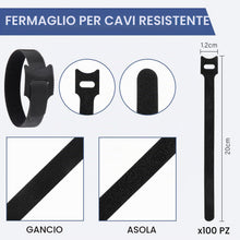 Carica l'immagine nel visualizzatore di Gallery, 100 Pezzif Fascette per Cavi Riutilizzabili, 200 mmX12 mm Fascette Stringicavo Regolabili,per Organizzare i Cavi in Casa