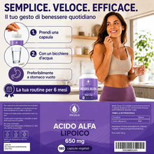 Carica l'immagine nel visualizzatore di Gallery, Acido Alfa Lipoico 650mg 180 Capsule Vegetali