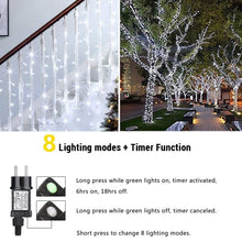 Carica l'immagine nel visualizzatore di Gallery, NEXVIN Luci Albero di Natale Bianco Freddo 20M 200LED Catena Luminosa con 8 Modalità, Funzione Timer e Memoria, Collegabile, Luci Natalizie da Esterno ed Interno, Cavo Trasparente