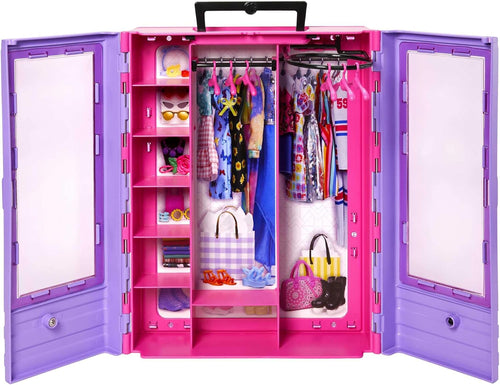 Barbie- Armadio Fashionistas Rosa con Accessori, Bambola Inclusa, Giocattolo...