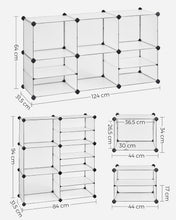 Carica l'immagine nel visualizzatore di Gallery, SONGMICS Scaffale a 9 Scomparti, Organizzatore Modulare, Scarpiera, Scomparto 30 x 40 x 30 cm, 30 x 40 x 15 cm, Soggiorno, Camera da Letto, Studio, con Martello di Gomma e Ferro, Bianco LPC36W