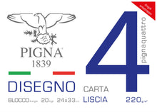 Carica l'immagine nel visualizzatore di Gallery, Pigna, Blocco da Disegno con 4 angoli PignaQuattro, Formato 24x33 cm., 20 Fogli da 220 g/m², Perfetto per Disegni e Schi