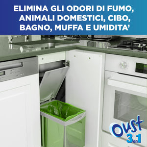 OUST 3in1 Spray Elimina Odori Disinfettante - 3 Confezioni da 400ml