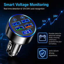 Carica l'immagine nel visualizzatore di Gallery, Accendisigari USB C, 4 USB + 2 PD Type-C con voltmetro a LED