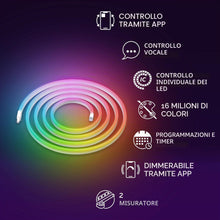 Carica l'immagine nel visualizzatore di Gallery, Calex Striscia LED Neon Flex Smart, 2m, RGBIC, WiFi App