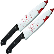 Carica l'immagine nel visualizzatore di Gallery, Coltello Finto Halloween con Sangue 2 Pezzi, Plastica 30 cm, Accessori