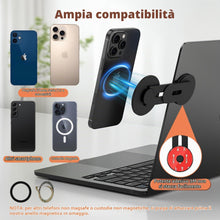Carica l'immagine nel visualizzatore di Gallery, Supporto Magnetico per Laptop Compatibile con MagSafe iPhone/Samsung, Supporto Laterale per Telefono Pieghevole a 110° e