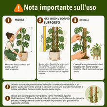 Carica l'immagine nel visualizzatore di Gallery, Tutore per Piante Rampicanti 2x 160 cm - Palo di Muschio Pieghevole in Cocco con Anima in Alluminio, Supporto Modellabil