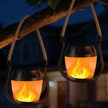 Carica l'immagine nel visualizzatore di Gallery, Lanterna solare a forma di fiamma da appendere, 2 pezzi, per esterni, IP65, impermeabile, per balcone, giardino, Hallowe