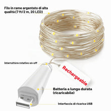 Carica l'immagine nel visualizzatore di Gallery, Luci Decorative LED USB Ricaricabili, 2m 20 LED Fairy String Lights, a Batteria per Barattoli, Matrimonio, Centrotavola 