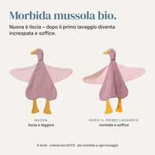 Carica l'immagine nel visualizzatore di Gallery, Doudou neonato Anatra in mussola – Dudu e peluche neonato, Dusty Rose