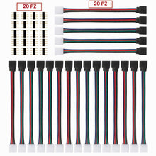 Carica l'immagine nel visualizzatore di Gallery, 4pin RGB del connettore di Estensione Cavo,20 Pezzi LED Strip Connector Rapido Connettore Striscia,LED Adattatore Jumper