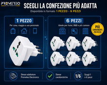 Carica l'immagine nel visualizzatore di Gallery, Adattatore Universale da Viaggio Presa Mondo Spina Italiana 10A 1500W