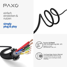 Carica l'immagine nel visualizzatore di Gallery, PAXO Prolunga USB 0,5 m, 10 Gbit/s (1,25 GByte/s), USB 3.2 Gen2 (3.0, 3.1), cavo di prolunga USB, da spina A a presa A, 