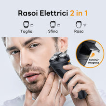 Carica l'immagine nel visualizzatore di Gallery, Rasoio Elettrico Barba, 2025 Aggiornato Rasoio Elettrico Uomo 2 in 1 Impermeabile Senza Filo Rotante per il Viso, Rasatu