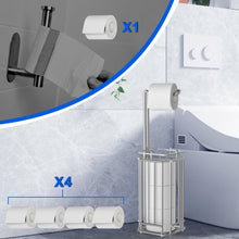 Carica l'immagine nel visualizzatore di Gallery, Porta Carta Igienica da Terra, Colonna bagno porta rotolo dispenser supporto moderno,a prova di ruggine,può contenere 4 rotoli