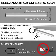 Carica l'immagine nel visualizzatore di Gallery, Luce Armadio LED con Sensore Ricaricabile, Barra LED Magnetica a 3 Tonalità, Intensità Regolabile Dimmerabile per Illumi